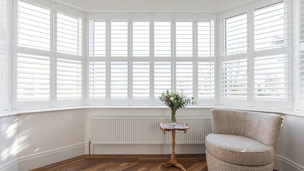 design example of white plantation shutters in a modern stylish home in northern ireland